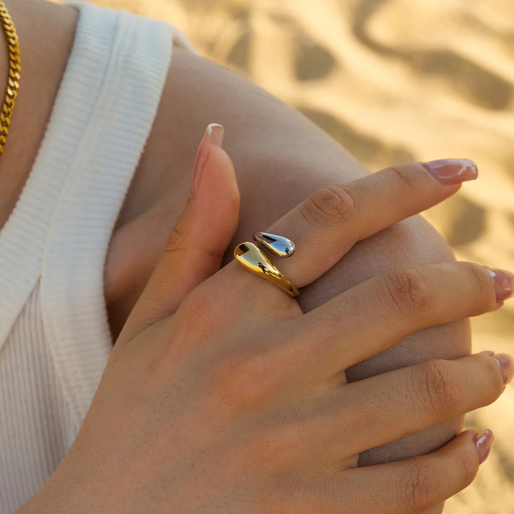 18K Gold-Plated Adjustable Ring - Image 4