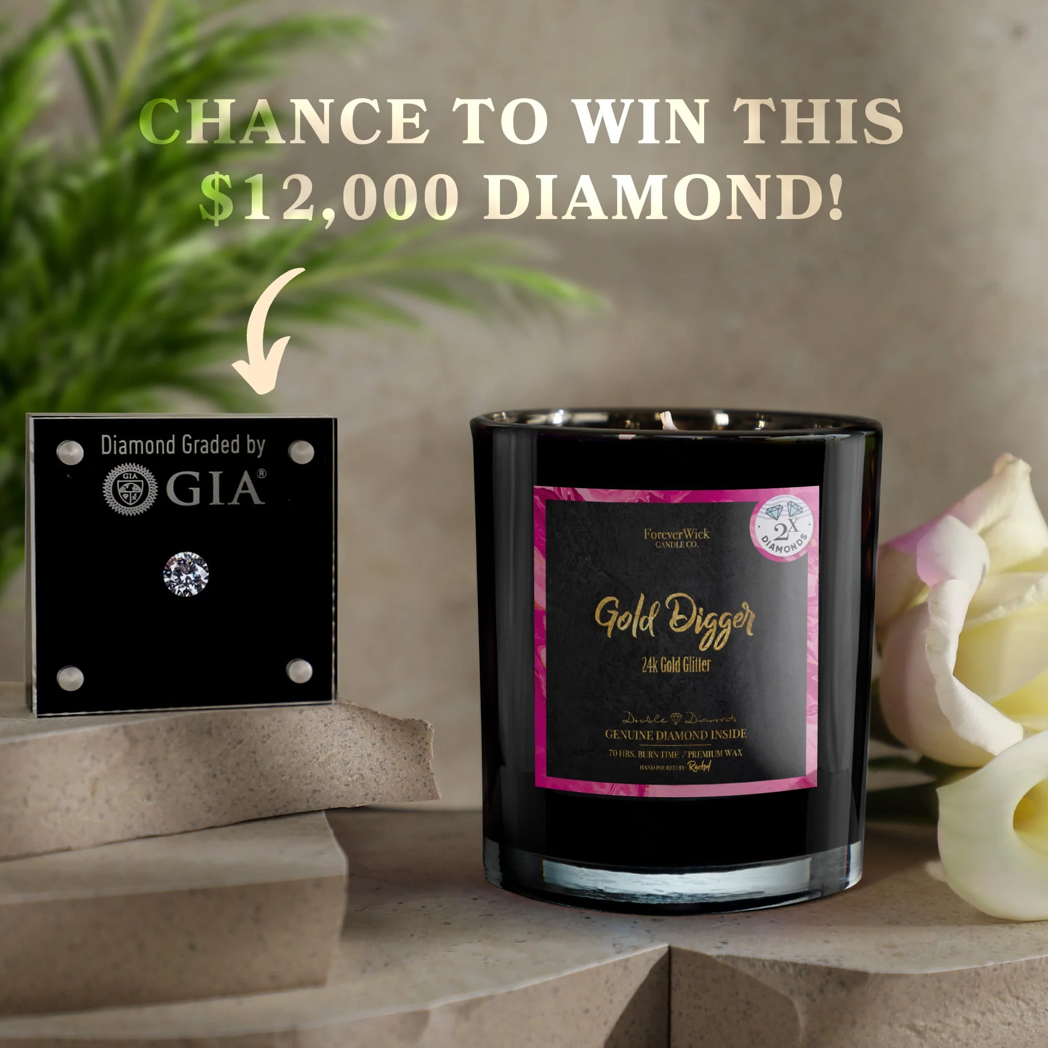 24K Gold Digger Double Diamond Candle - Image 4