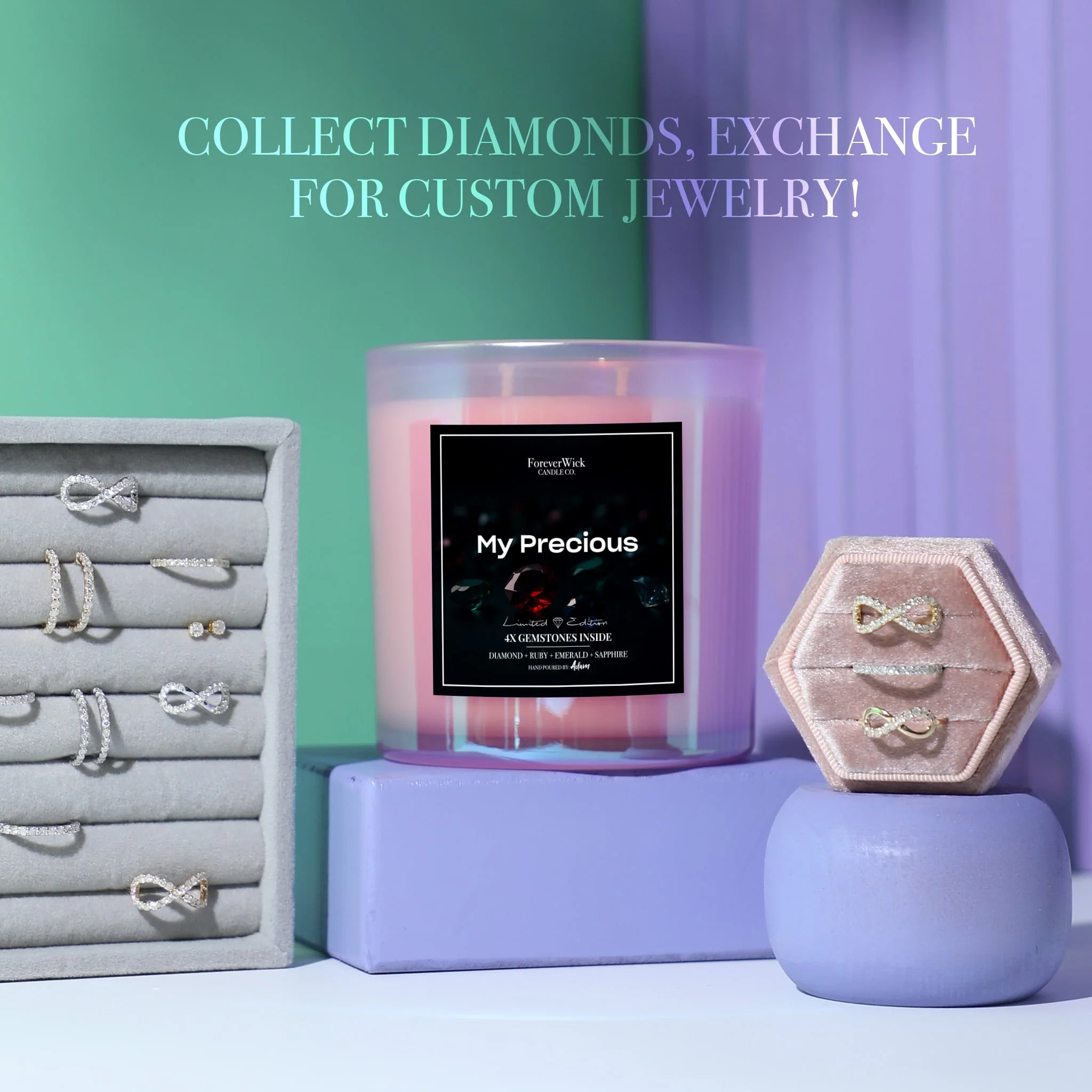 4x Gemtone Candle (Sapphire + Emerald + Ruby + Diamond) - Image 4