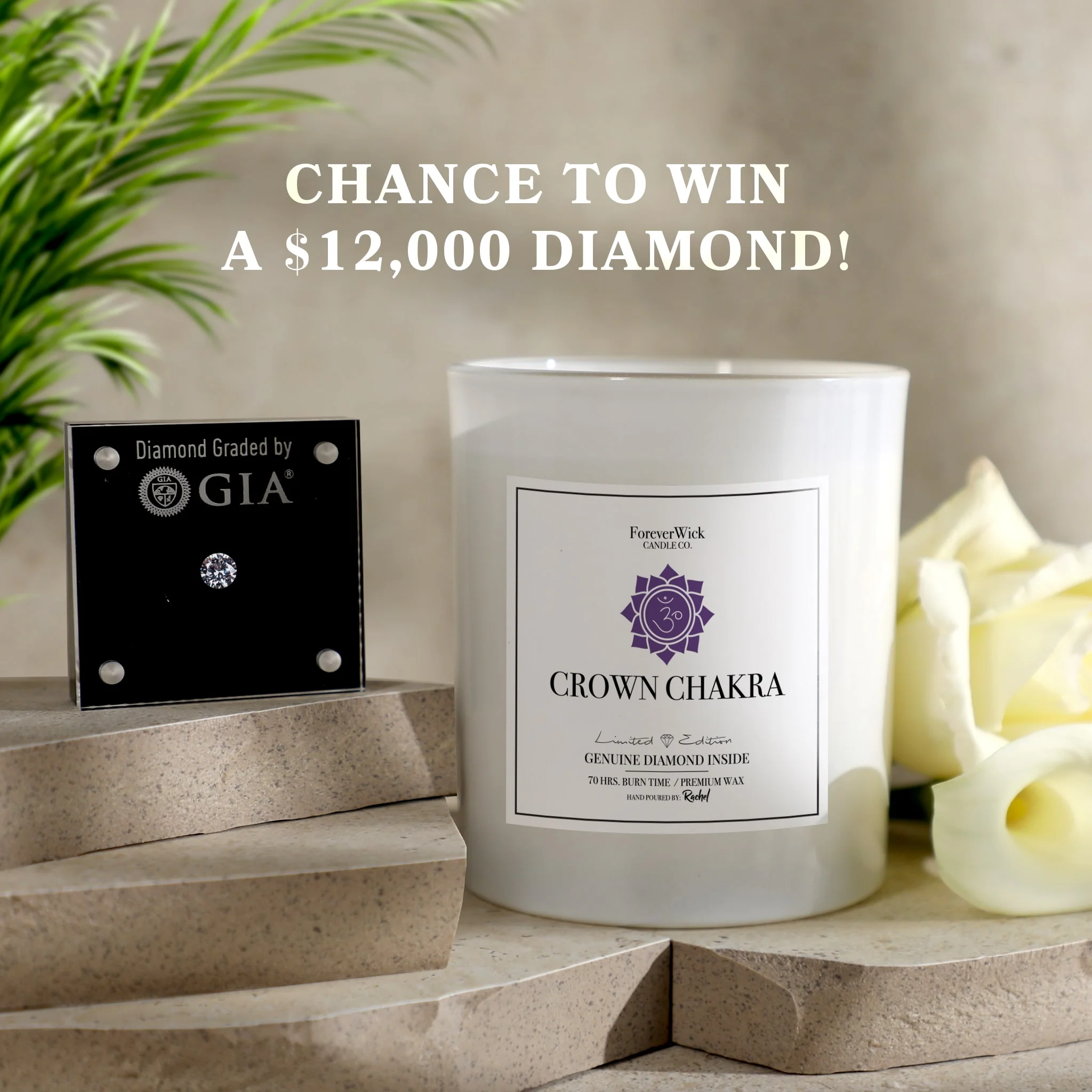 Crown Chakra - Crystal & Diamond Candle - Image 3