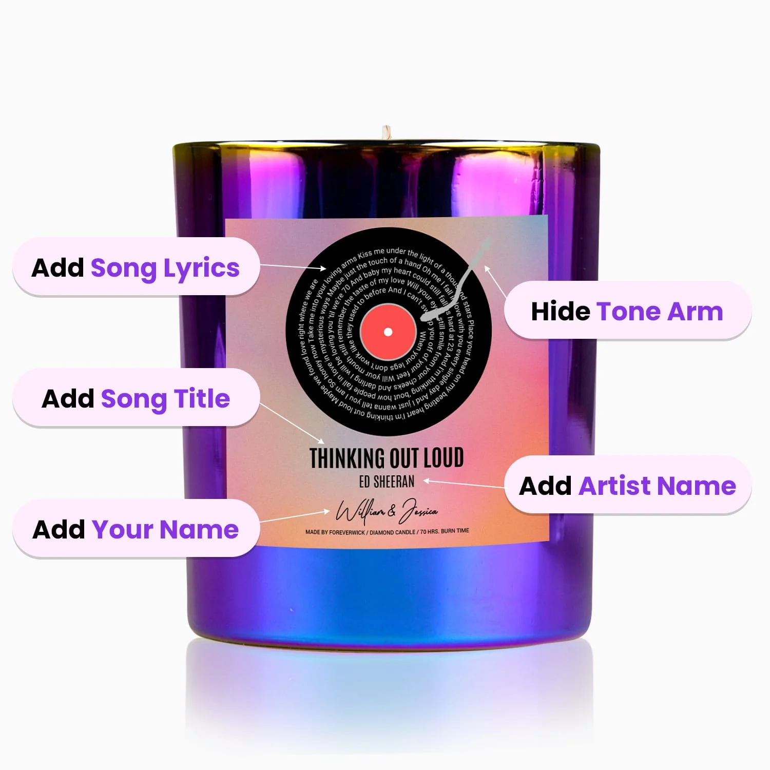 Our First Song  - Couples Custom Diamond Candle - Image 3