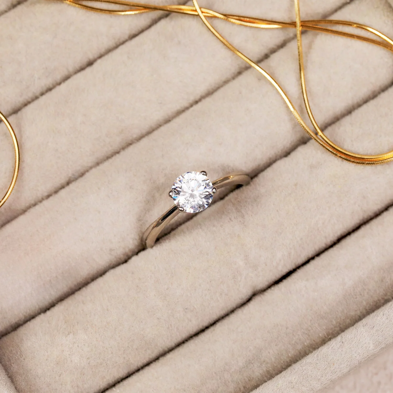 Four Prong Solitaire Lab Grown Diamond Ring (50 Diamonds) - Image 5