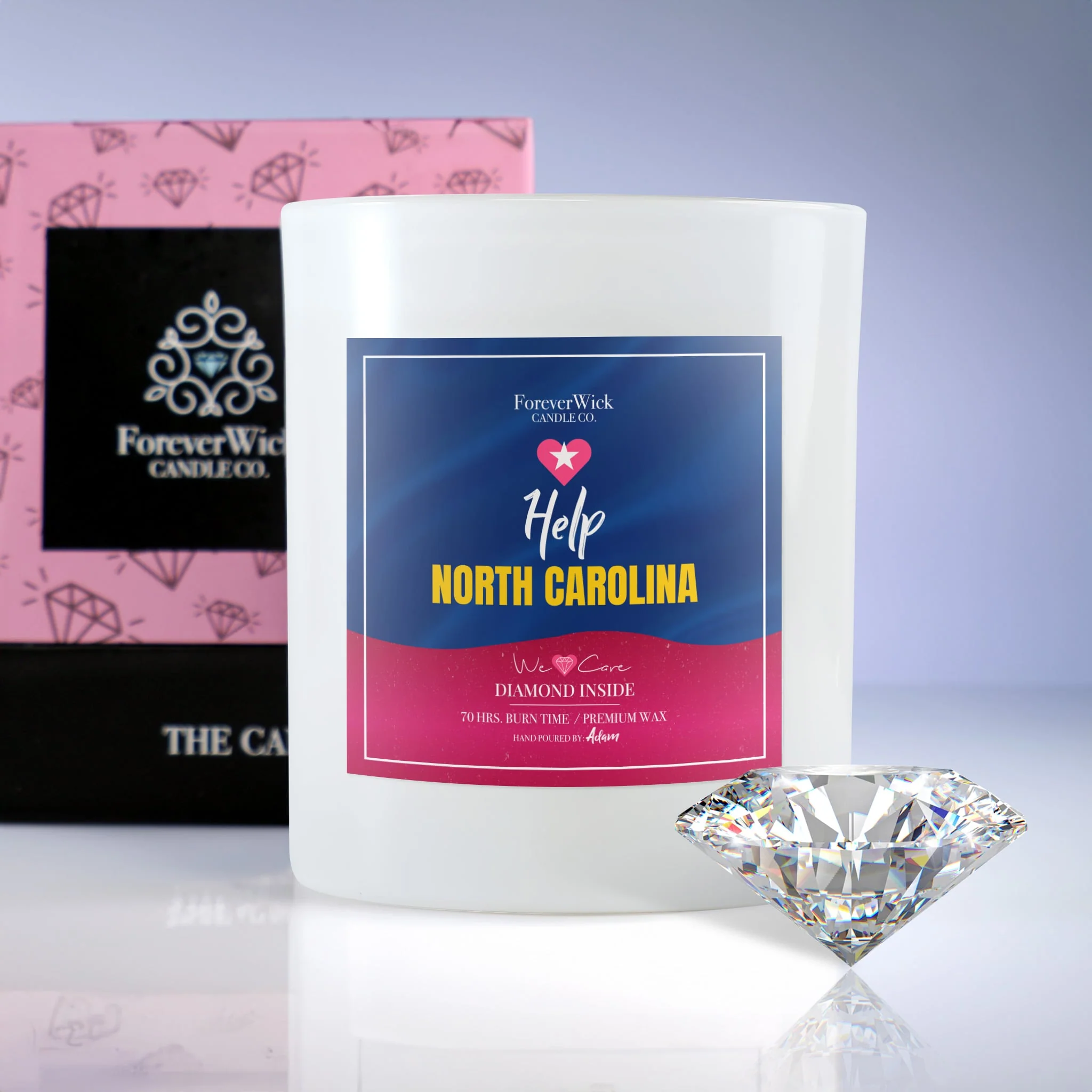 Help North Carolina Diamond Candle - 100% Donation Candle - Image 7