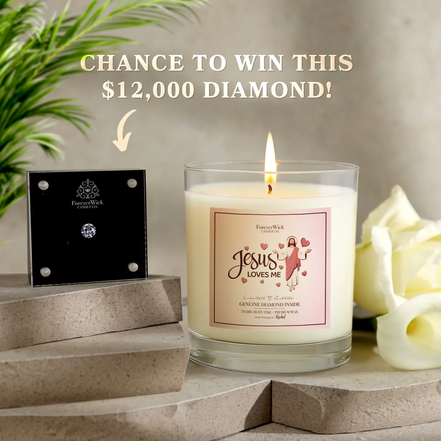 Jesus Loves Me Diamond Candle - Image 4