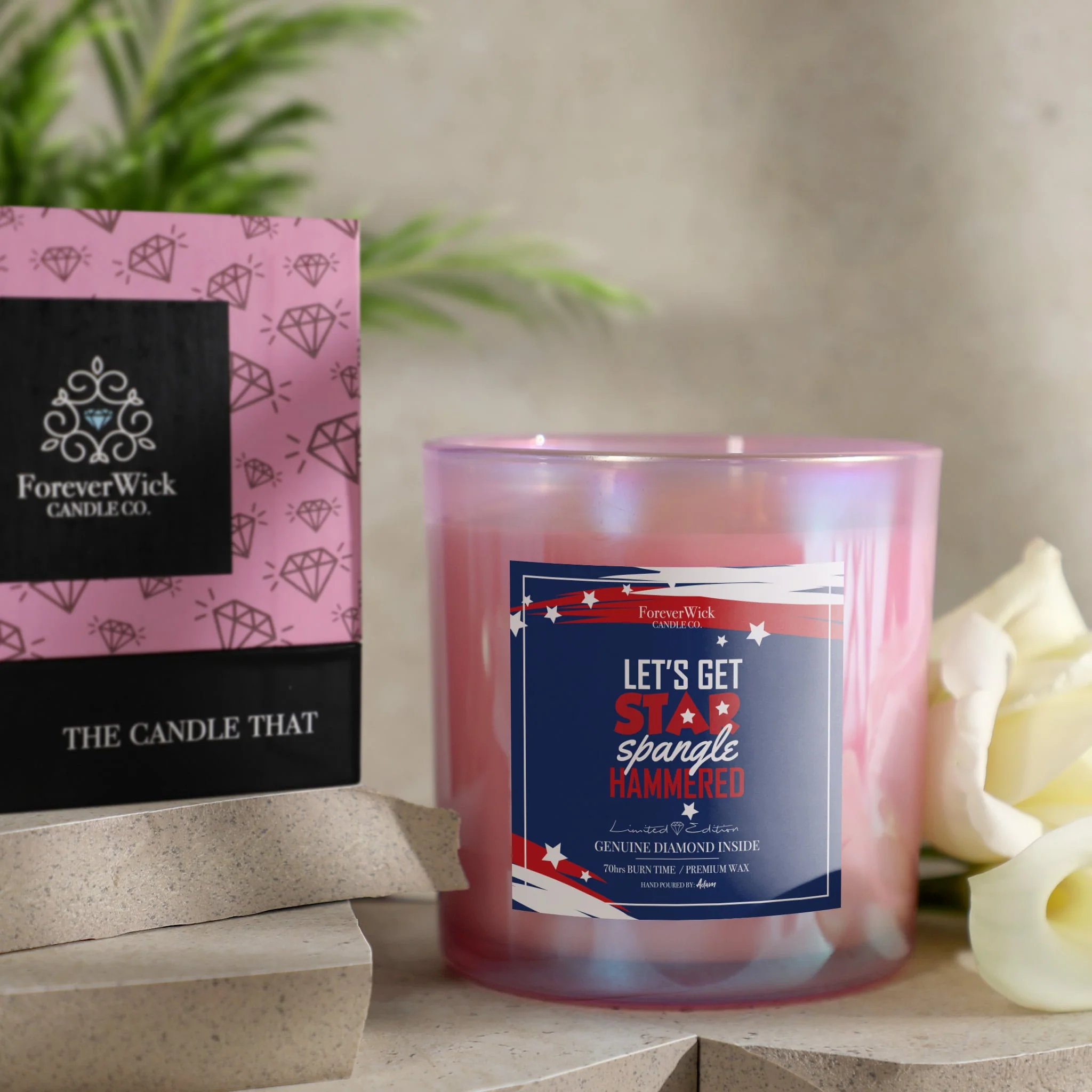 Let’s Get Star Spangle Hammered Diamond Candle - Image 4
