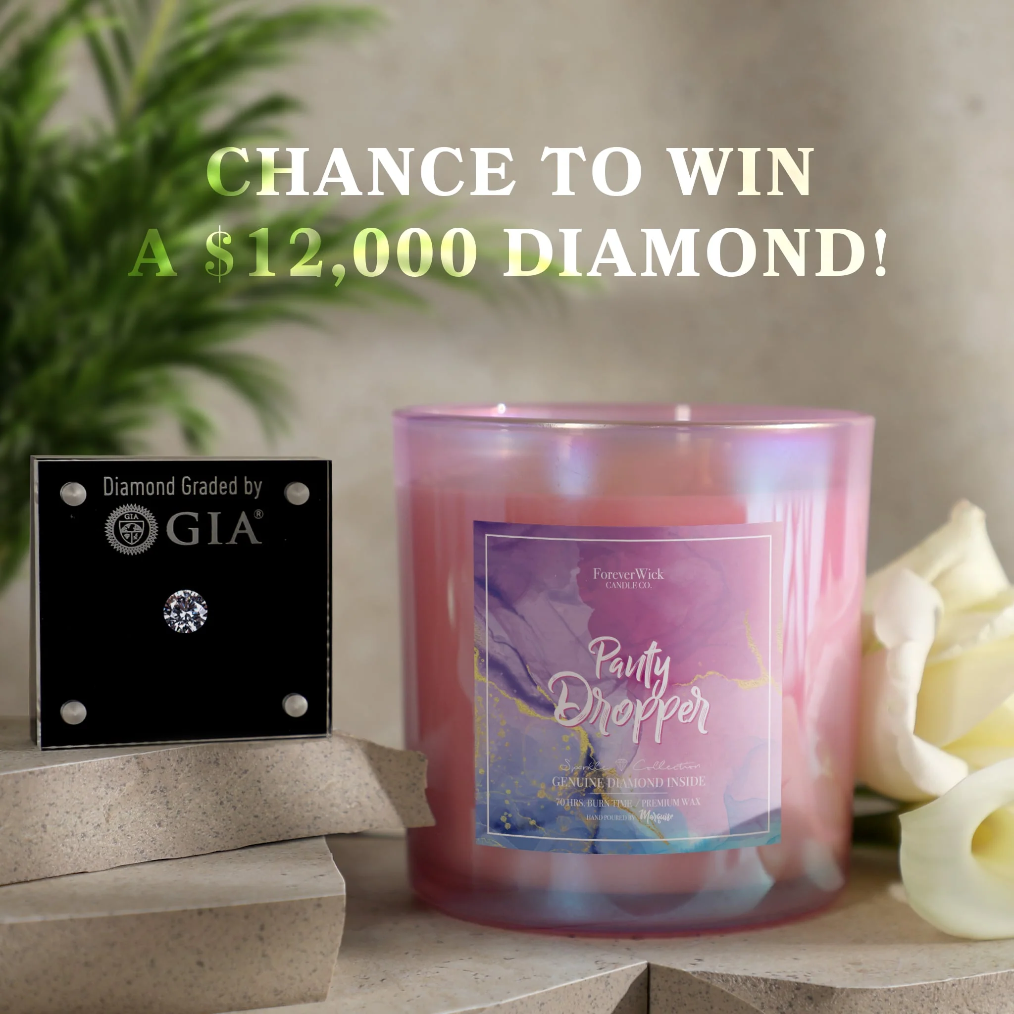 Pink Panty Dropper Sparkle Diamond Candle - Image 3