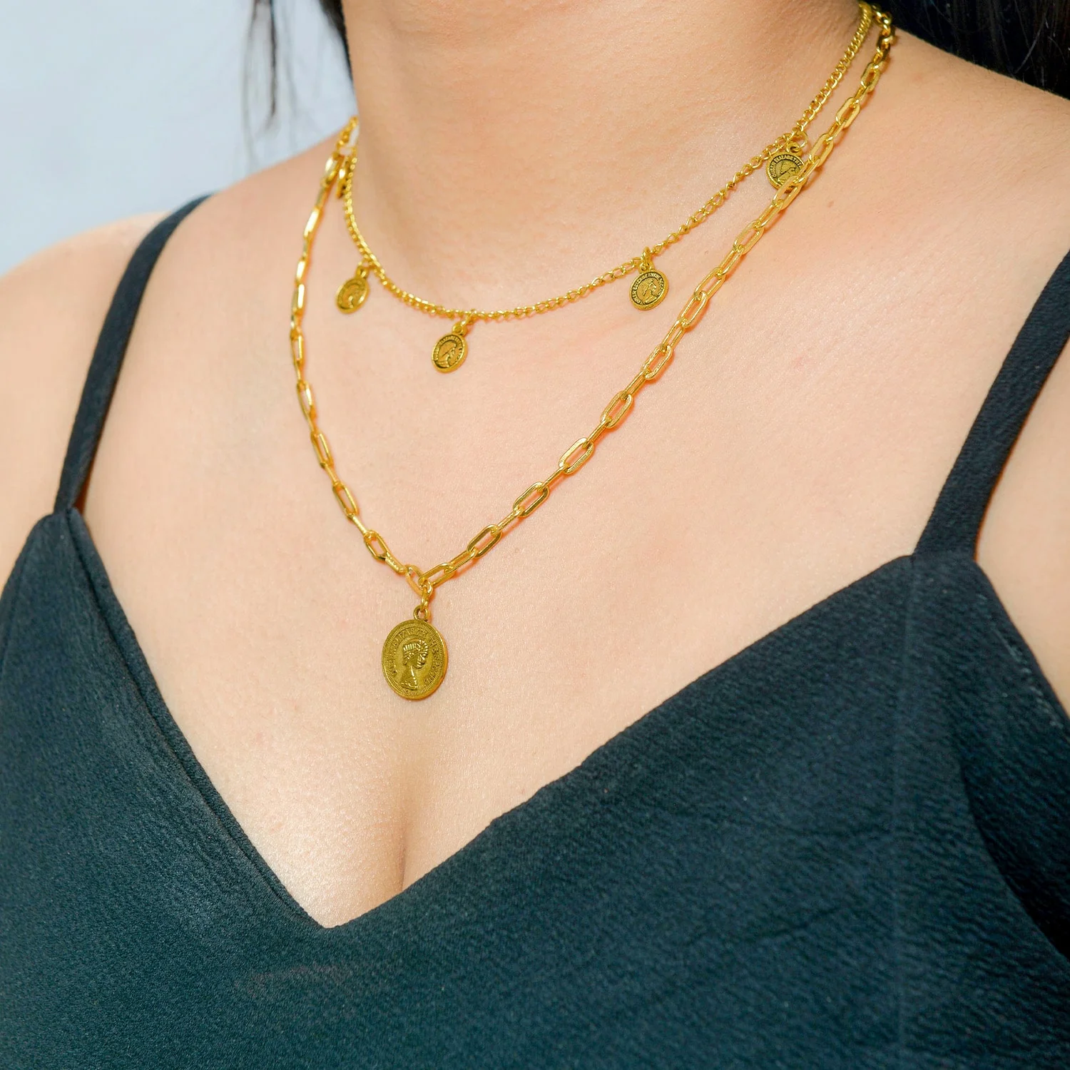 14K Yellow Gold Paperclip Chain Charm Necklace (20 inches) - Image 4