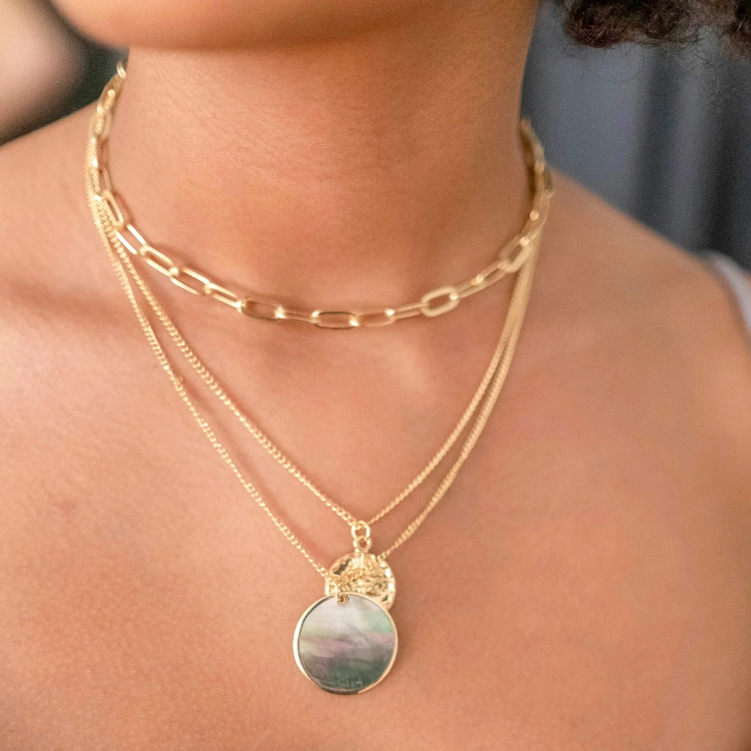 14K Yellow Gold Paperclip Chain Charm Necklace (16 inches) - Image 5