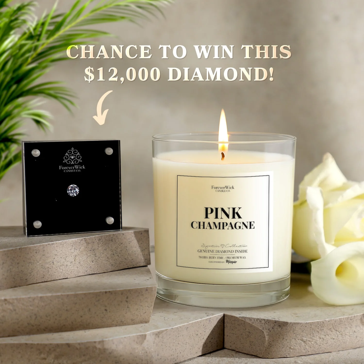 Pink Champagne Diamond Candle - Image 5