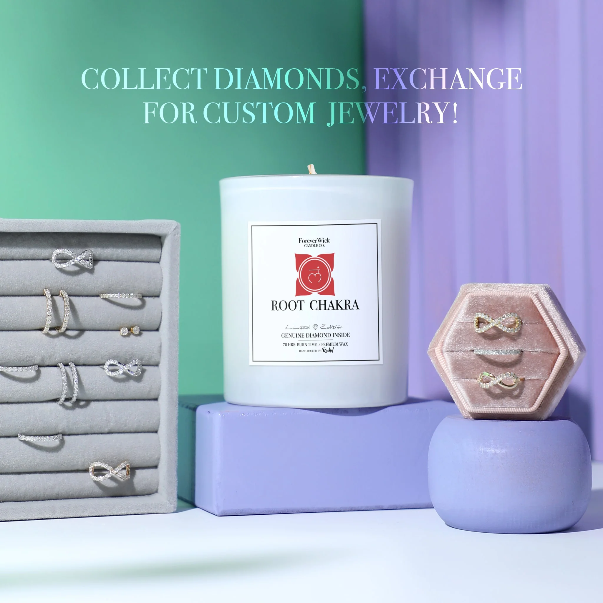 Root Chakra - Crystal & Diamond Candle - Image 4