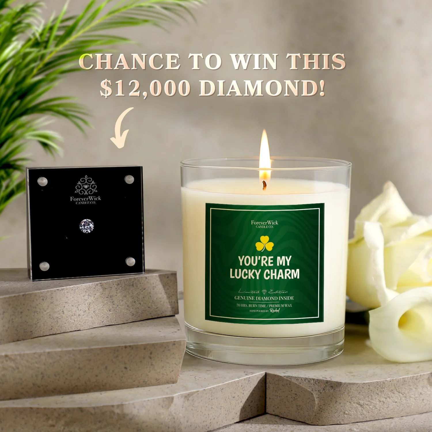 You're My Lucky Charm Diamond Candle - Image 3